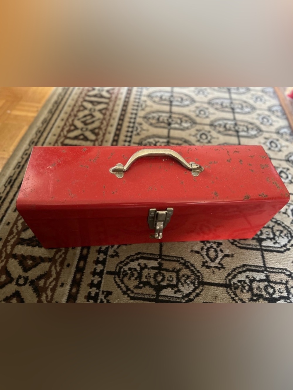 Red Metal Storage Box with Silver Hardware - Home Storage & Organization